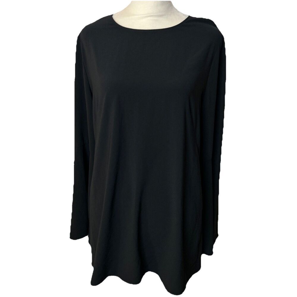 Halogen Top black long sleeve dolman size Medium tunic tie back Flaw-spot